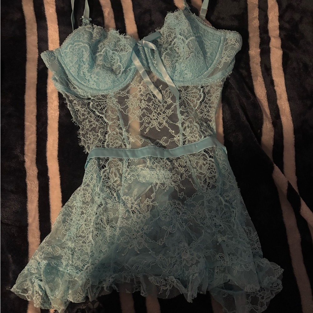 Victoria's Secret Light Blue Lace Chemise